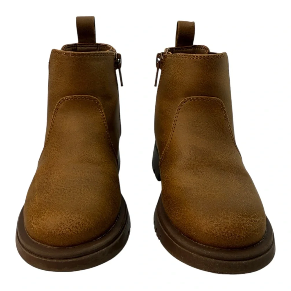 GAP Toddler‎ Boy Chelsea Brown Ankle Boots Elastic Side Pull-On Shoes, Size 8